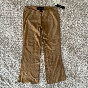 Nicole Miller Tan Suede Leather Cropped Pants NWT